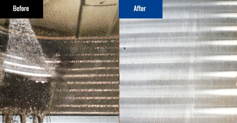 飲食店の清掃前の汚れた換気窓と新品のようにきれいになった清掃後の比較