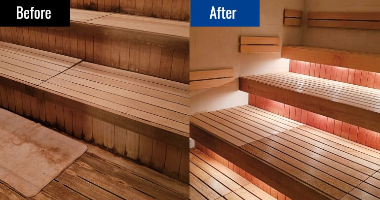 際な施設の内装工事前と後の比較