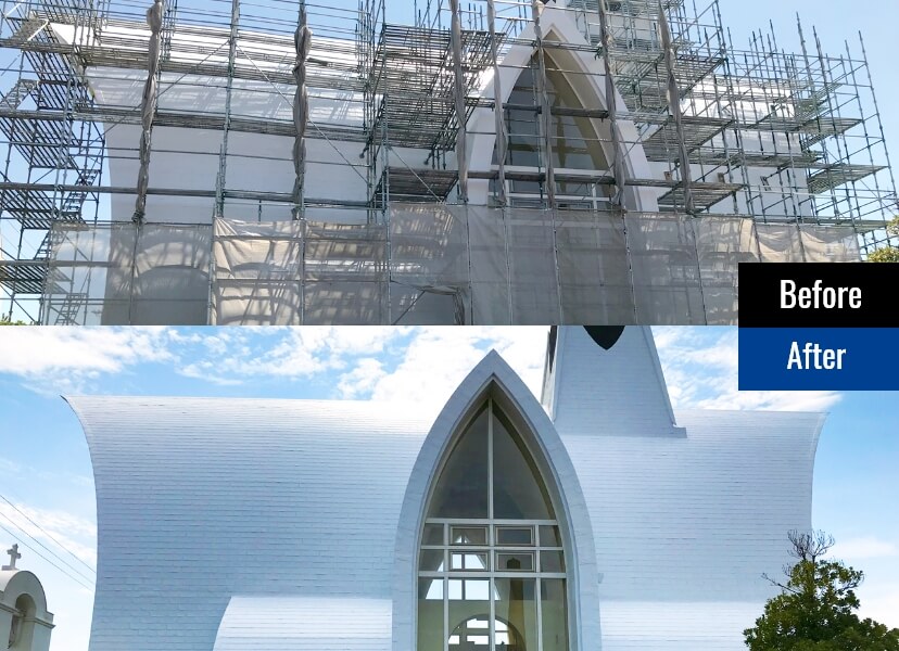 協会のような大規模な建物の外壁塗装工事